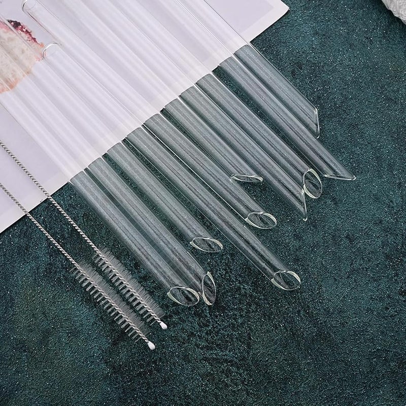 قشيش زجاجي صافٍ قابل لإعادة الاستخدام بعرض 12 ملم وطول 8 بوصات، مناسب لمشروبات السموذي وشاي البوبا، مزود بفرشاة وحقيبة تخزين - Image 4